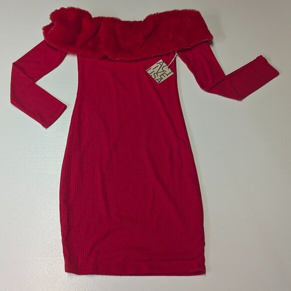 Active USA Size Small Red Off Shoulder Midi Dress - Picture 1 of 13